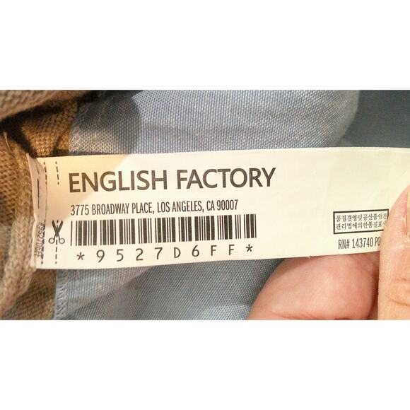 English Factory Shirt Dress Women's Small Collared Tan Blue - Picture 7 of 8